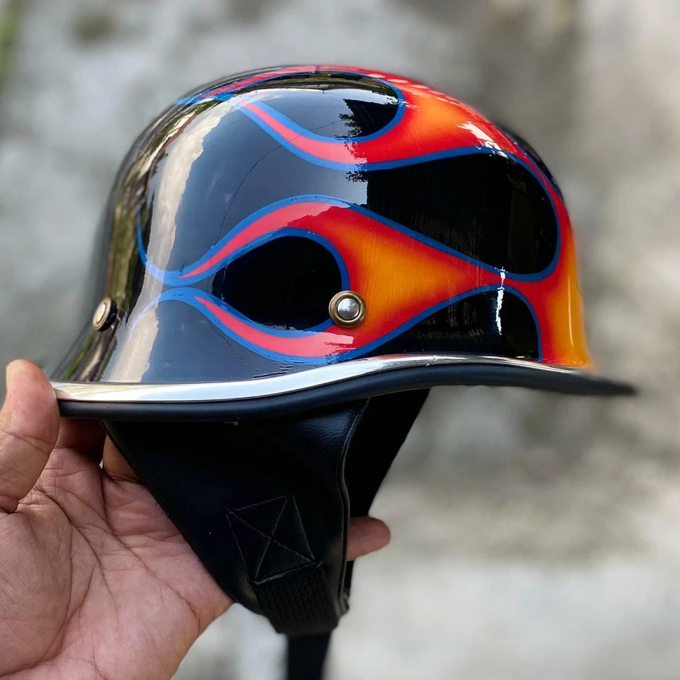 SALE! VINTAGE CUSTOM HELMET NEBULA FLAMES FOR CHOPPER VESPA CAFERACER MOTORCYCLE - Image 2 of 3