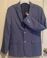Van Heusen Boy  s Medium Blue Blazer Jacket Poly Blend Fully Lined Size 16