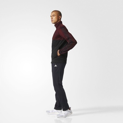 Adidas mens Track suit black maroon jacket and pant set BQ8357 new tracksuit - Picture 5 of 5