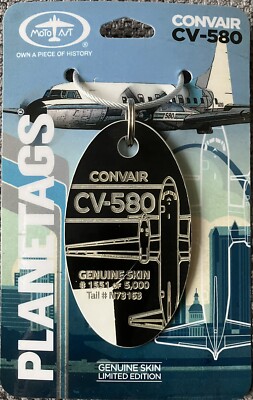 ** RAR ** PLANETAGS : CONVAIR 580 : N73163 : BLACK & WHITE BICOLOR TAG