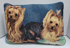 Blue Woven Tapestry Yorkshire Terrier Yorkie Dog 17"x12" Throw Pillow Pickens