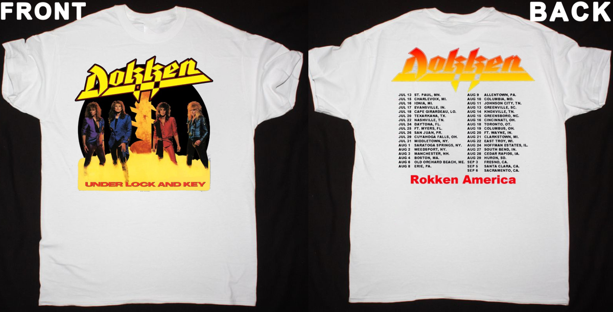 Dokken ドッケン Under Lock and Key Tシャツ Vintage 1985 DOKKEN Under Lock Key Tour T-Shirt Gift S-234XL B2102