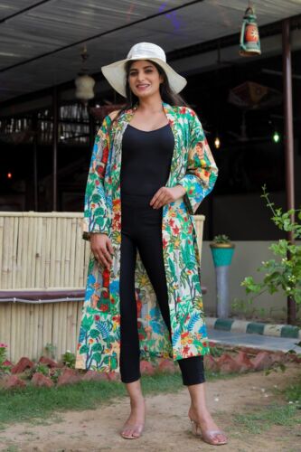 Bathrobe Summer Wear Kimono Sleepwear Robe Cover Up Kimono Bohemian Night Dress - Picture 1 of 3
