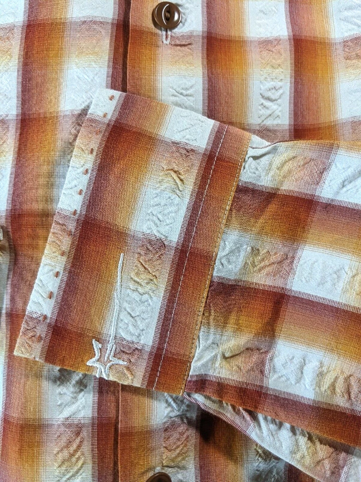 Camisa de vestir Ryan Michael Western L/S para hombre talla L seda/algodón roja naranja nueva con etiquetas Foto 2 de 4