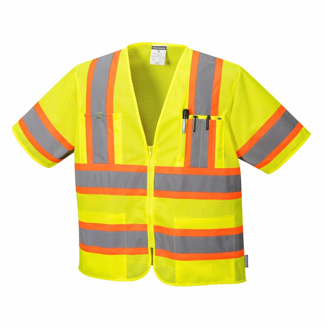 Portwest US383 Augusta Sleeved Hi Vis Cooling Mesh Vest Reflective Tape ANSI - product detail image 1