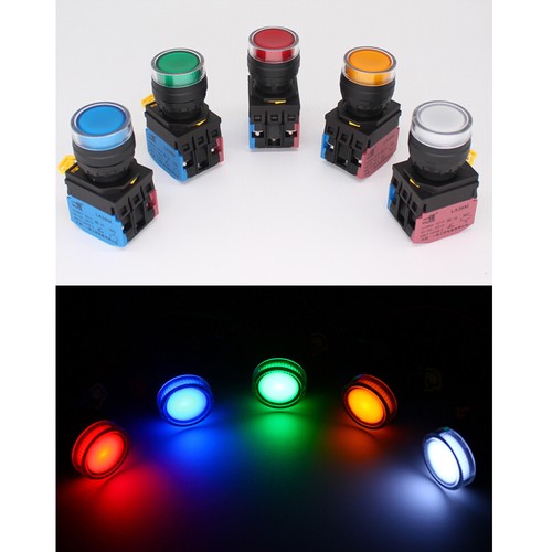 22mm Illuminated Push Button Switches Momentary Latching 12/24/220/380V 5 Colors - Picture 12 of 12
