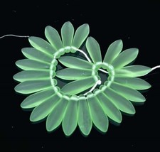 25 Czech Frosted Sea Glass Dagger Beads - Matte - Peridot Green 16x5mm