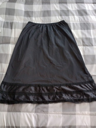 Jupon (Half Slip) MOVIE STAR - Noir - Fendu - Nylon & Dacron - Taille S (Short)