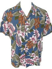 Vtg 80s Hilo Hattie USA Floral Hawaiian Aloha Cotton Blend Large