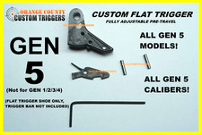 Custom Flat Trigger Shoe For Glock Fully Adjustable Pre-travel Gen 5 Only
