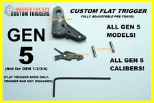 CUSTOM FLAT TRIGGER SHOE FOR GLOCK (FULLY ADJUSTABLE PRE-TRAVEL) GEN 5 ONLY