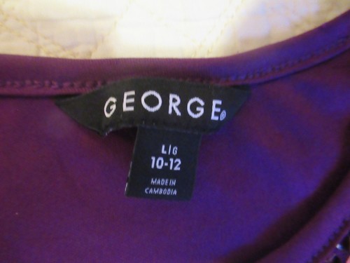 George Girls Dress Sequins Short Sleeve Sheer Layer Purple Size L (10-12) - Picture 5 of 7