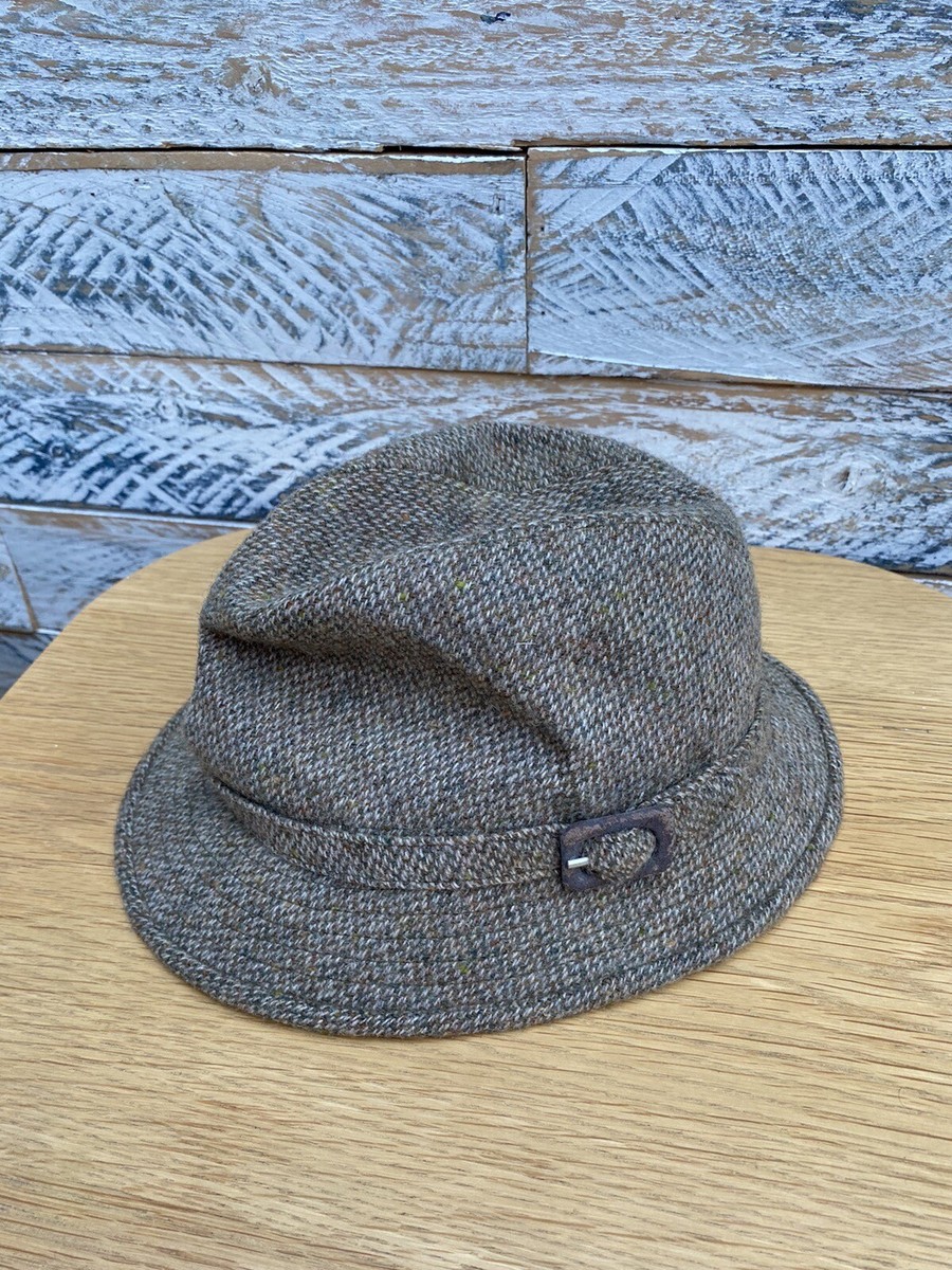 Vintage Vybro 'Angus' Pale Green All Wool Tweed Bucket Hat Size 3/4 55