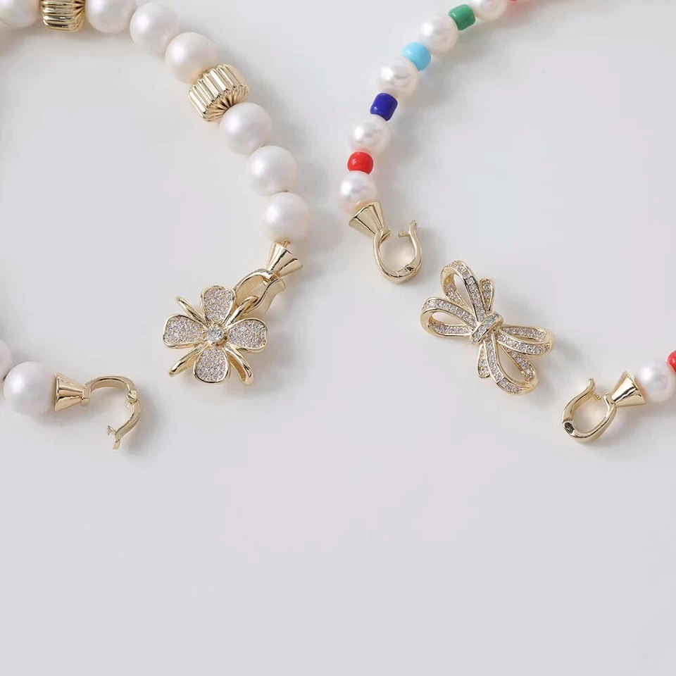 1Set CZ Pave Bow Tie Toggle Clasp,Cubic Zirconia Bowknot Toggle Clasp,Bow Clasps - Image 4 of 4