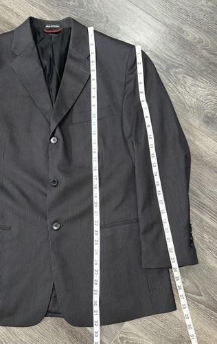 Pierre Cardin 44R Black On Black Striped Wool Suit Pants 38 - Picture 6 of 11