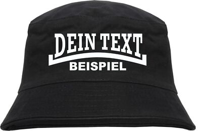Fischerhut Wunschtext Druck - Schwarz - Linie - Bucket Hat