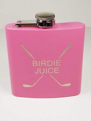 Birdie Juice Pink 6 oz Steel Flask - Golf Golfer