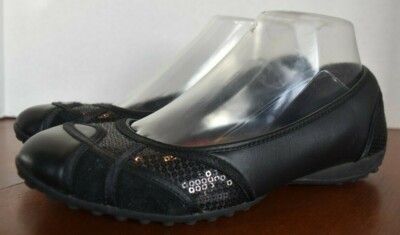 black sequin ballet flats