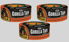 3  Gorilla Duct Tape 1.88in. W x 10 yd. L Black Tough Job Reinforced Backing