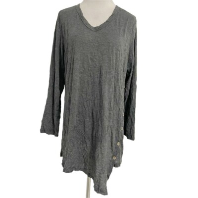 Jess & Jane Size XL  Top Long Sleeve Tee Crinkle Boho Lagenlook