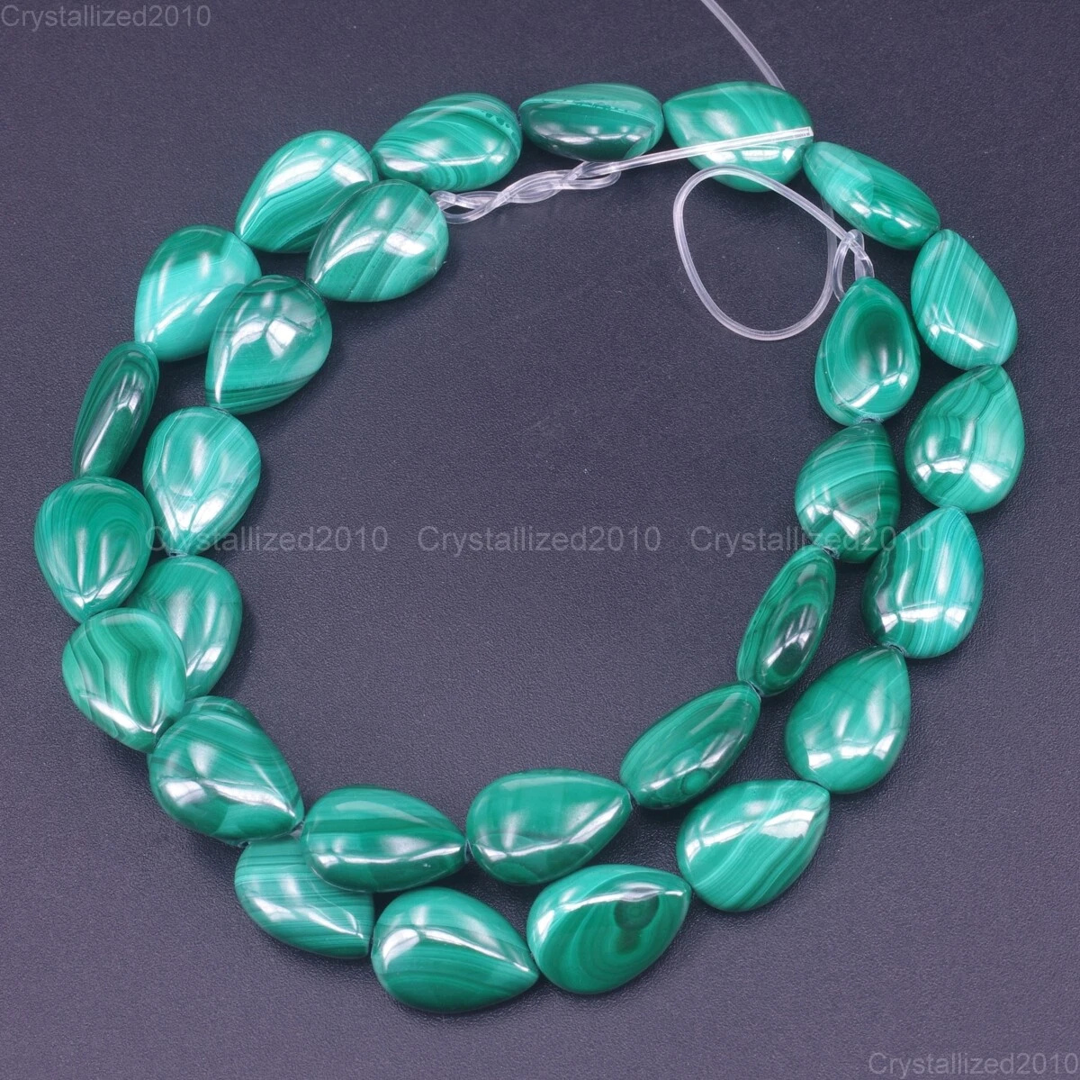 Grade AAA Natural Malachite Gemstone Flat Tear Drop Beads 8mm 10mm 12mm 15.5"
