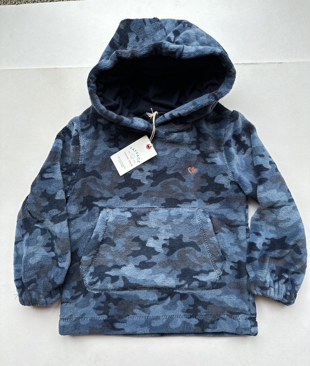 Fatface Boys Blue Hooded Camo Snuggle Fleece Age 3-4 Years *BNWT*