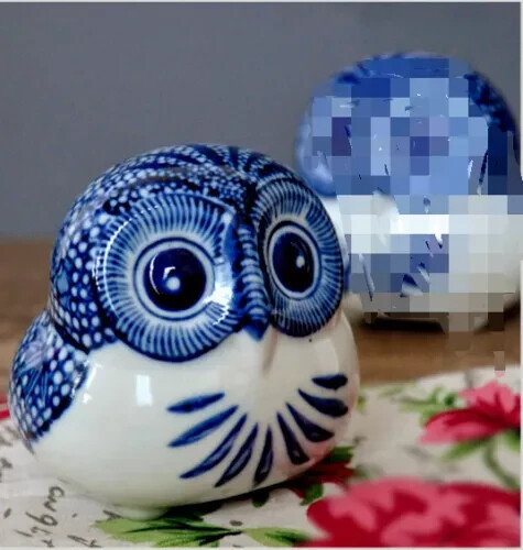 Chinese Jingdezhen Blue and white porcelain owl decoration - Picture 1 of 5