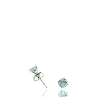 1.20 TCW Natural Round Cut Aquamarine 14K White Gold Earrings