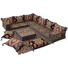 Arabic MAJLIS Corner Sofa Set, Bohemian FLOOR Cushions, Moroccan Living ROOM