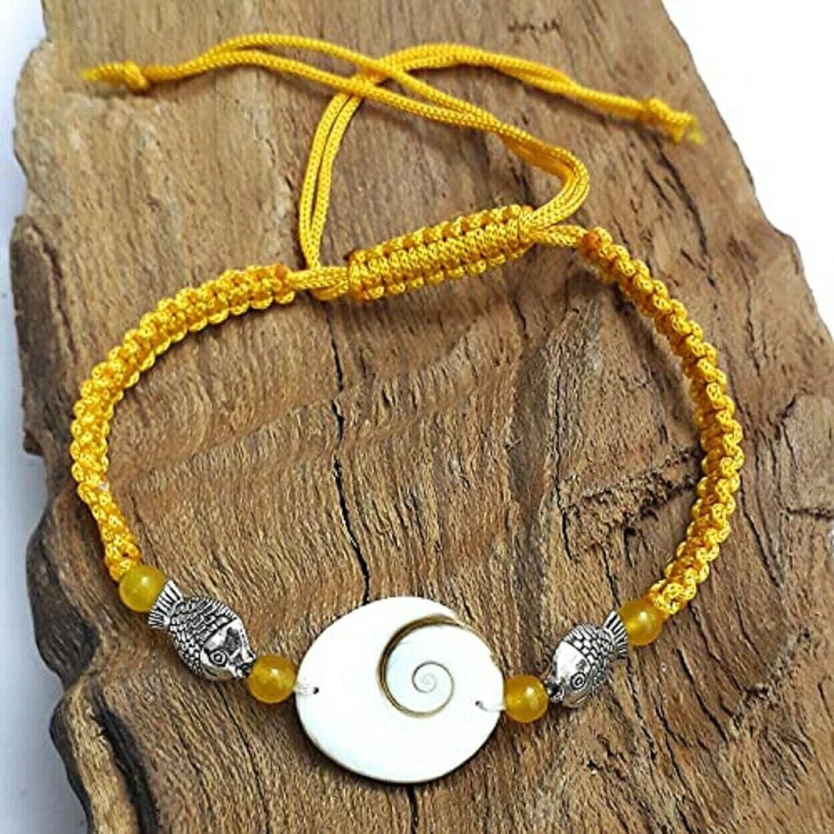 Indian traditional Gomati Chakra Bracelet Yellow Adjustable Size for unisex