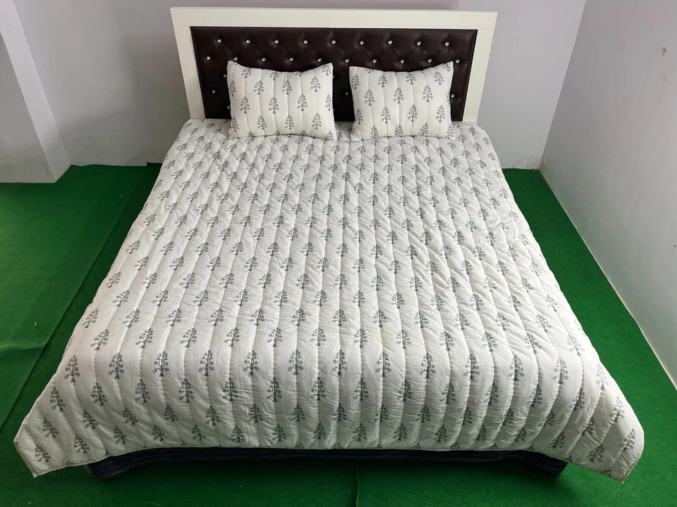 White Cotton quilt king cotton blanket cotton comforter queen bedding set - Image 3 of 4