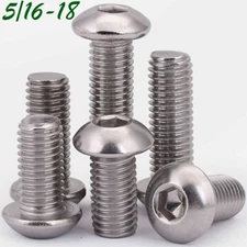 5/16-18 Stainless Steel Button Head Allen Hex Drive Socket Cap Screws Bolts 18-8