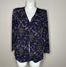 Christopher  Banks Ladies Easy Wear Medallion One Button Cardigan Stretch SZ M