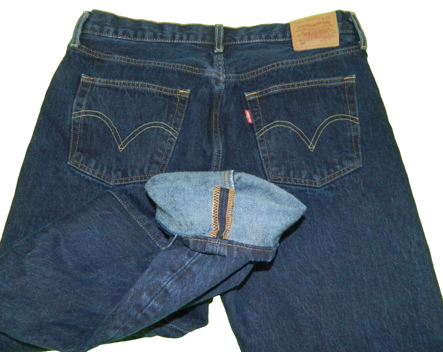Levi's Big E 501 Button Fly Premium Denim Blue Jeans Tag & measured Size 33x32