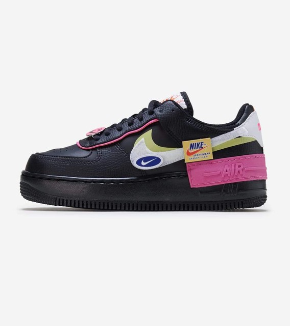 8w Nike NSW Air Force 1 Low Shadow Removable Patches Black Pink -fastship for sale online | eBay