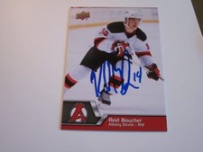 REID BOUCHER SIGNED AUTOGRAPHED 2014-15 UPPER DECK AHL CARD-DEVILS