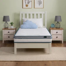 Twin Hybrid Mattress 6 Inch Medium Firm Spring Foam Bed in a Box Fiberglass Free