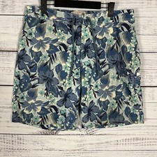 J Crew Swim Trunks Mens 34 Blue Floral 9" Inseam Mesh Lined Shorts Stretch