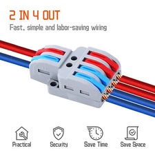 Quick Connect Wire Splice Connectors Electrical Terminal Block 2 in 4 out 5Pack