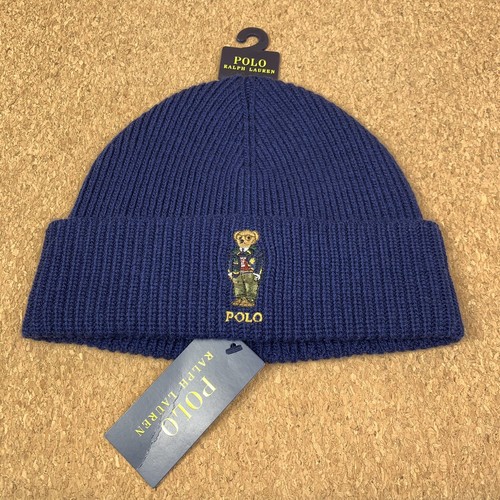 Blue Teddy Collage Bear Wool Beanie Hat 