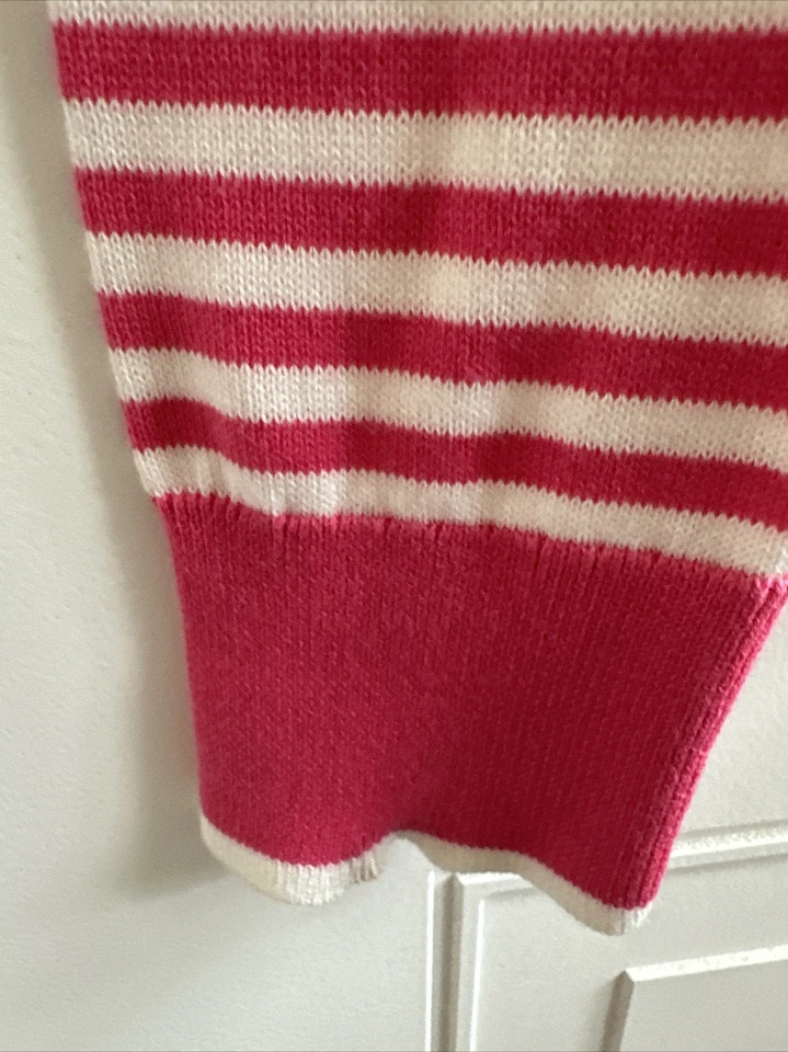 Brooks Brothers Rose Pink White Striped Sweater Women Size S Classic Gold Button - Image 4 of 4