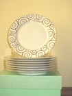 Pier 1 Gold Swirl Porcelain China Dinner Plates 10 3/8" Set Of 4  - More! — photo 1