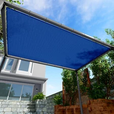 Sun Shade Sail Blue Hemmed Fabric Cloth Canopy Awning Patio Outdoor UV 11-16'FT
