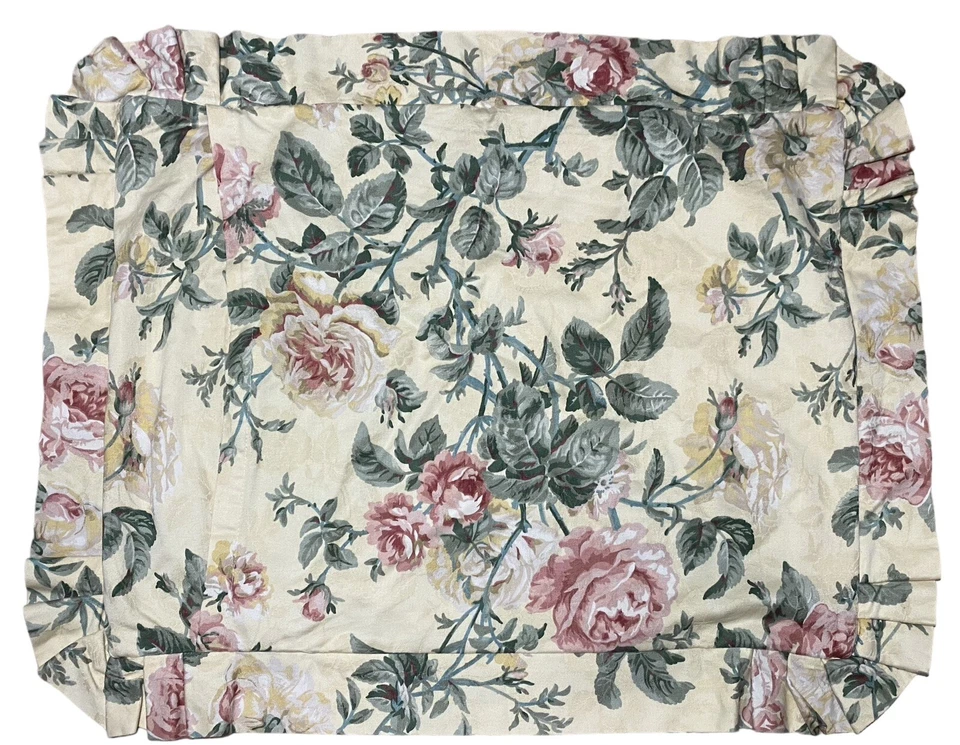 Waverly Almohada Shams Col Rosa Floral Volantes Amarillo Juego de 2 Casa de Campo Foto 2 de 4