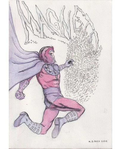 Magneto (shredding logo) | X-Men villain | Original Comic Art by Michael D Koch