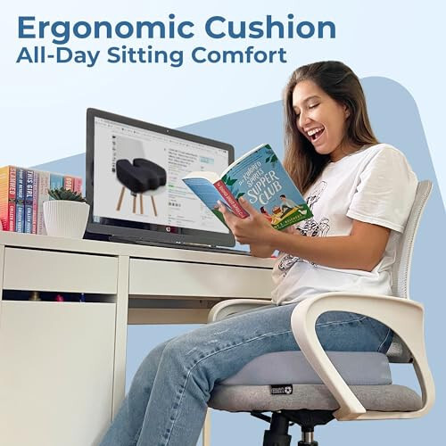 Seat Cushion for Desk Chair - Tailbone, Coccyx Sciatica Pain Relief - - Picture 8 of 8