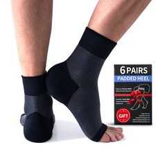 Plantar Fasciitis Socks 6 Pairs with Cushioned Heel - Ankle Support Compressi...