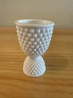 Vtg White hobnail milk glass Cup Vase Planter 4.5”