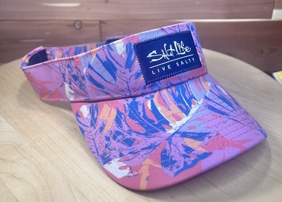 Salt Life Live Salty Adjustable Pink Pattern Visor Hat Outdoors Golf Fish Adults