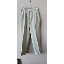 VTG Talbots 100% Wool Lined Dress Pants Italian Woven Pale Green Herringbone 12P